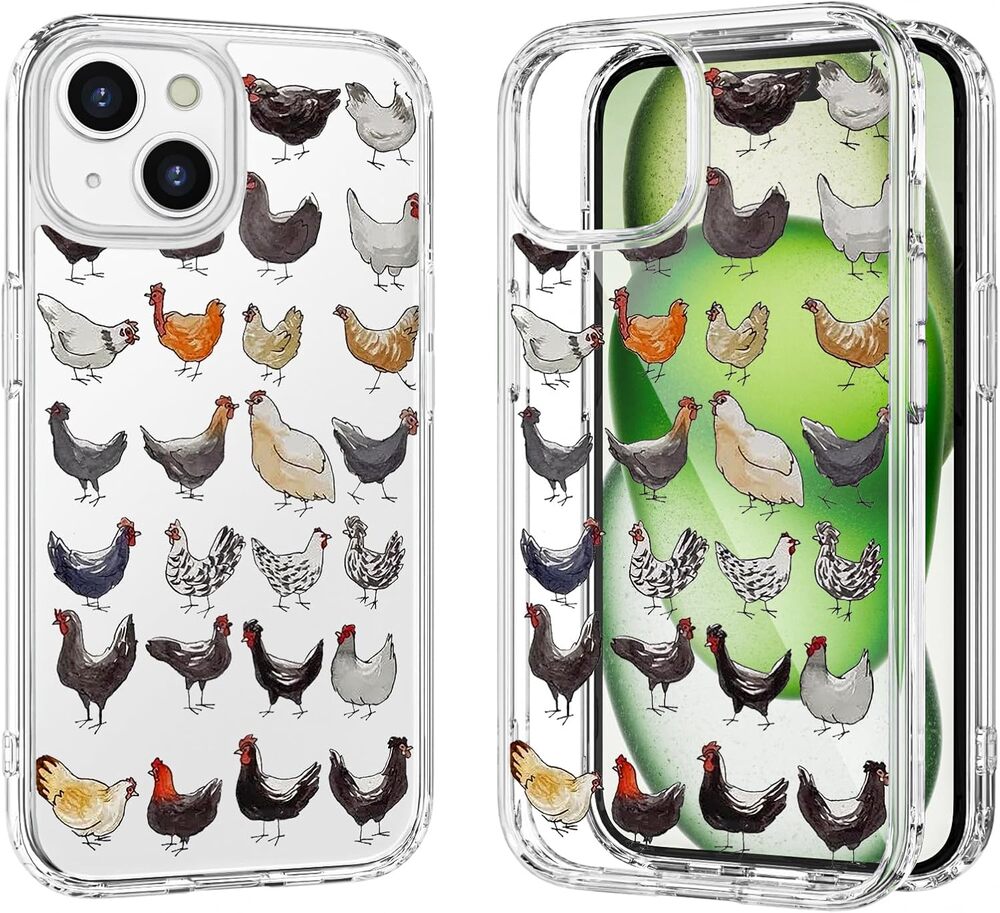 LuGeKe Cute Chicken iPhone 13 Case Clear Acrylic Shockproof TPU Protective Cover